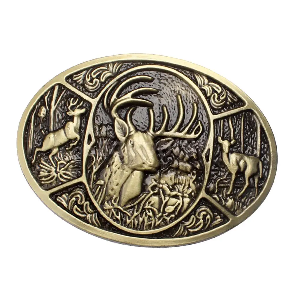 

Hunter Deer Hunting Western Cowboy Buck Southern Antler Head Belt Buckle