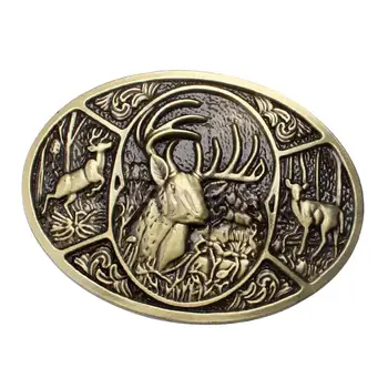 

Hunter Deer Hunting Western Cowboy Buck Southern Antler Head Belt Buckle