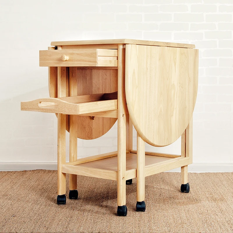 Деревянный складной обеденный стол с колесом для домашего обеденного стола и стула Комплект Простой многофункциональный стол из массивной древесины стабильный настольный органайзер