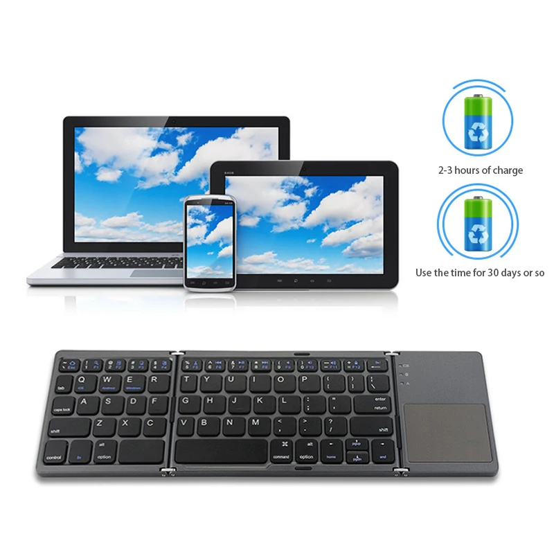 Портативная Складная Bluetooth клавиатура BT 3,0 ультратонкий складной беспроводная сенсорная панель Клавиатура для IOS/Android/Windows ipad Tablet PC