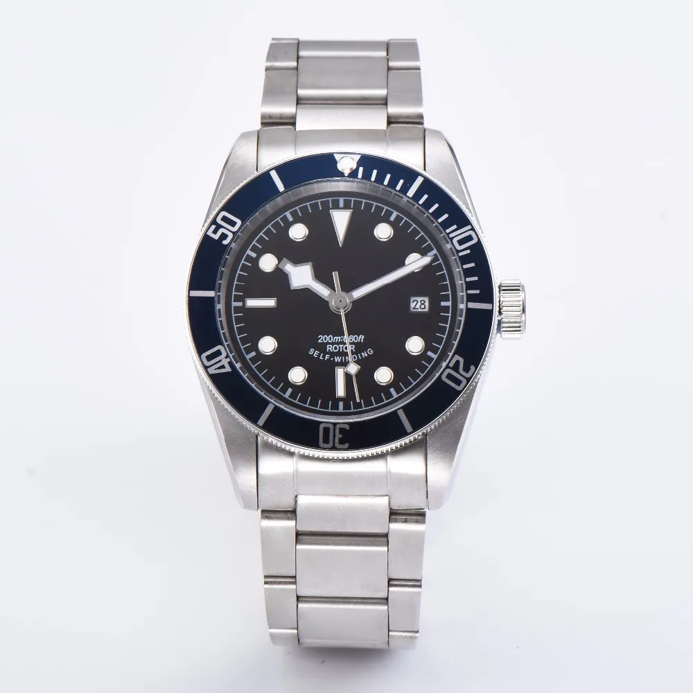 

Watch 41mm GMT Automatic Black Luminous Watch Pan Bay Stainless Steel Case Movement Blue Red Bezel D1