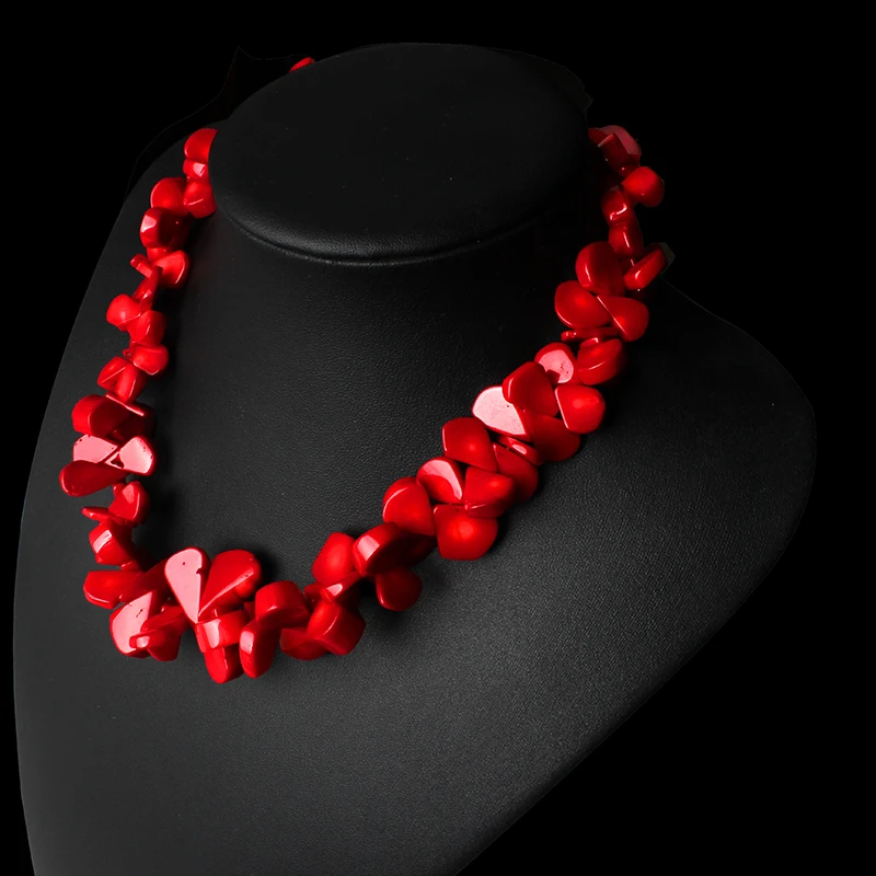 48 см Женская мода натуральный ювелирные изделия красный коралл ожерелья воротник ожерелья для женщин вечерние