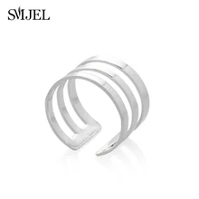 SMJEL простой Boho геометрический три кольцо с линиями кулак круг круглые манжеты кольца для женщин ювелирное обручальное кольцо подарки R249