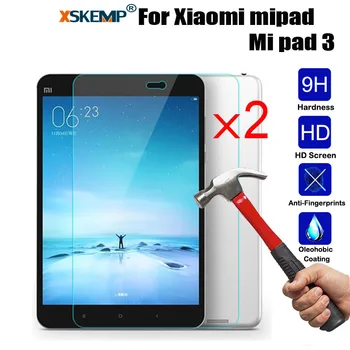 

XSKEMP 2Pcs/Lot Anti-Scratch Tempered Glass Screen Protector For Xiaomi mipad Mi pad 3 LCD Scratch Proof Tablet Protective Film