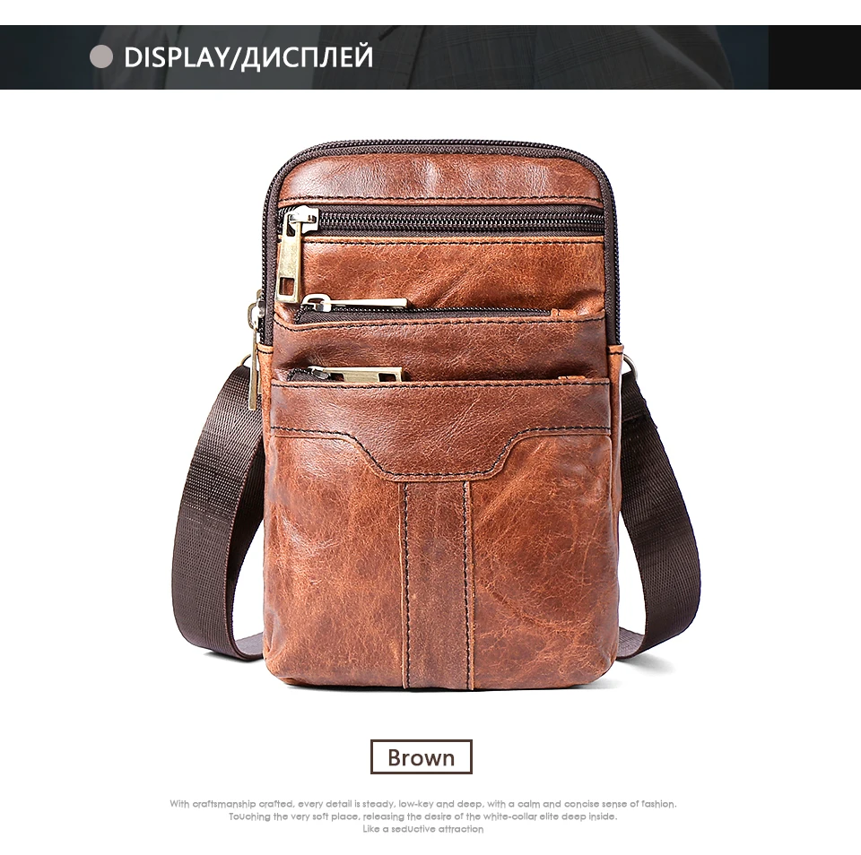 Messenger Bag Men Waist Pack Genuine Leather Men's Shoulder Crossbody Bags For Men Belt Bag (11)