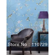 Ручная роспись шелковые обои ручная роспись настенная бумага картина деревья пион цветы с птицами много фотографий фоны по желанию