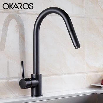 

OKAROS Kitchen Black Faucet Sink Faucet Chrome Finished Pull Down Cold Hot Water Filtered Saver Mixer Removable Tap Torneira