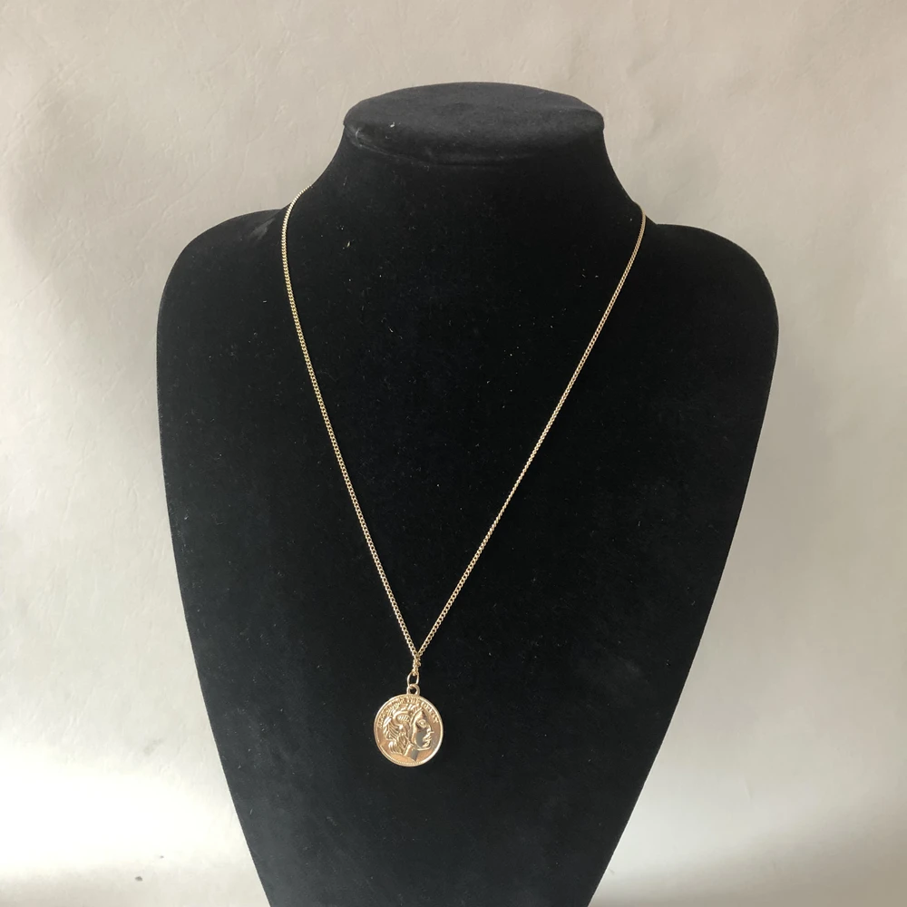 

Gold Color Coin Plating Necklace For Women Girl Fashion Big Pendant Necklace Jewelry for Girl Best Friends
