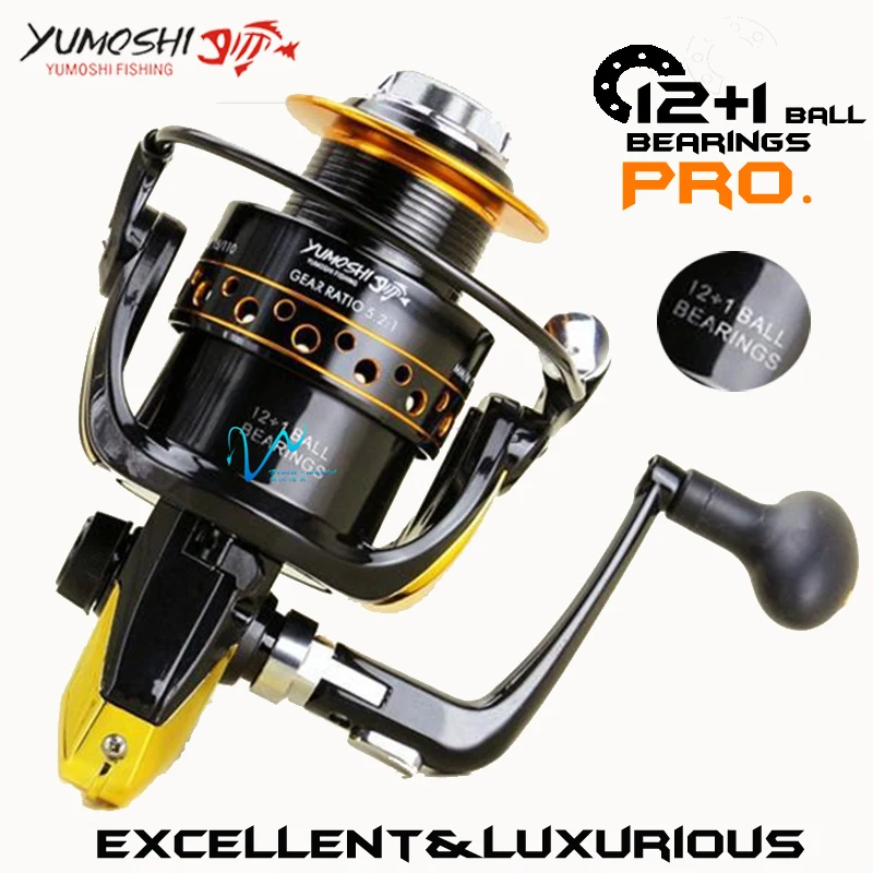 

Spinning Reel Metal Main Body Mix Drag 12kg/26lb 13BB Carp Fishing Reel 5.5:1 2000-7000 Series Fishing Wheel Carretilha Reels