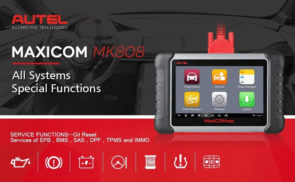 Авто считыватель кода Autel MaxiCOM MK808 MX808 автомобильной сканера OBD2 Автомобильная диагностика obd-ii сканер универсальный инструмент полный