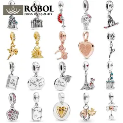 2019 ROBOL Оригинал стерлингового серебра 925 Новое ожерелье подвеска «сделай сам» ювелирные изделия мода элегантная девушка женская подвеска с