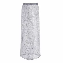 Модная юбка с пайетками до середины икры Лето эластичная высокая Талия Макси юбка с открытым разрезом кисточка пол пляжная одежда сетчатые юбки женские