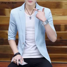 Men's Summer Short Sleeve Blazer Men Casual Suit Jacket Solid Black White Blue Pink Blazer Hombre for Teenage Men's Summer Short Sleeve Blazer Men Casual Suit Jacket Solid Black White Blue Pink Blazer Hombre for Teenage