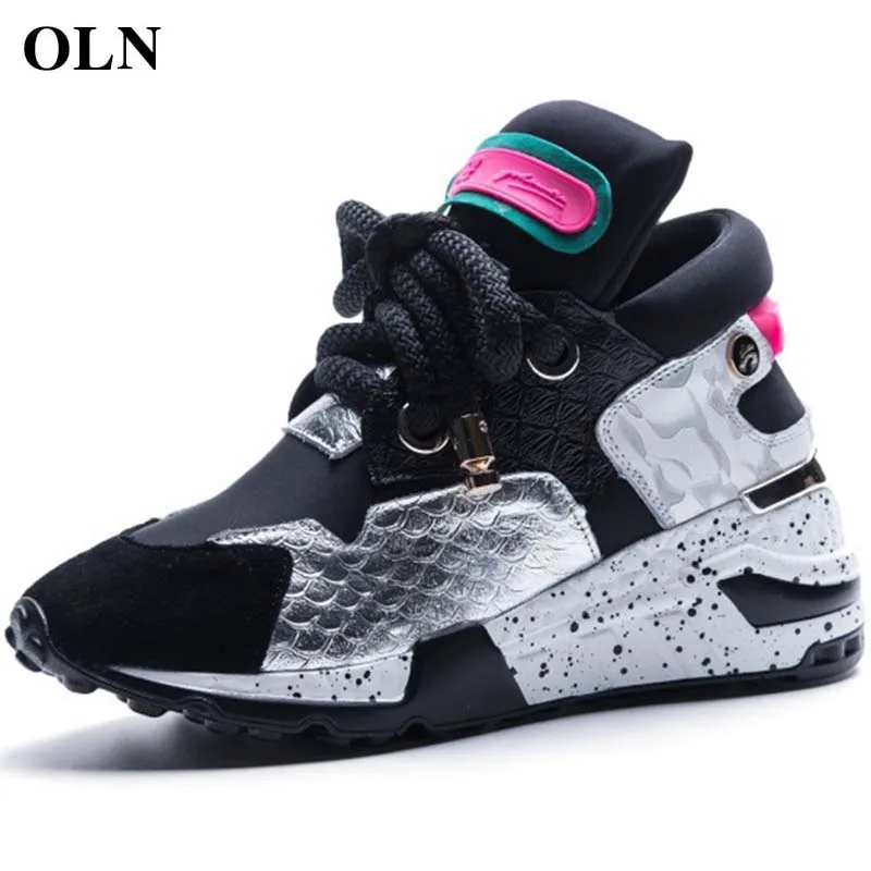 

OLN Woman Brand Womens Sneakers Genuine Leather Comfortably Women Running Shoes Outdoor Athletic Sport Shoes For Women