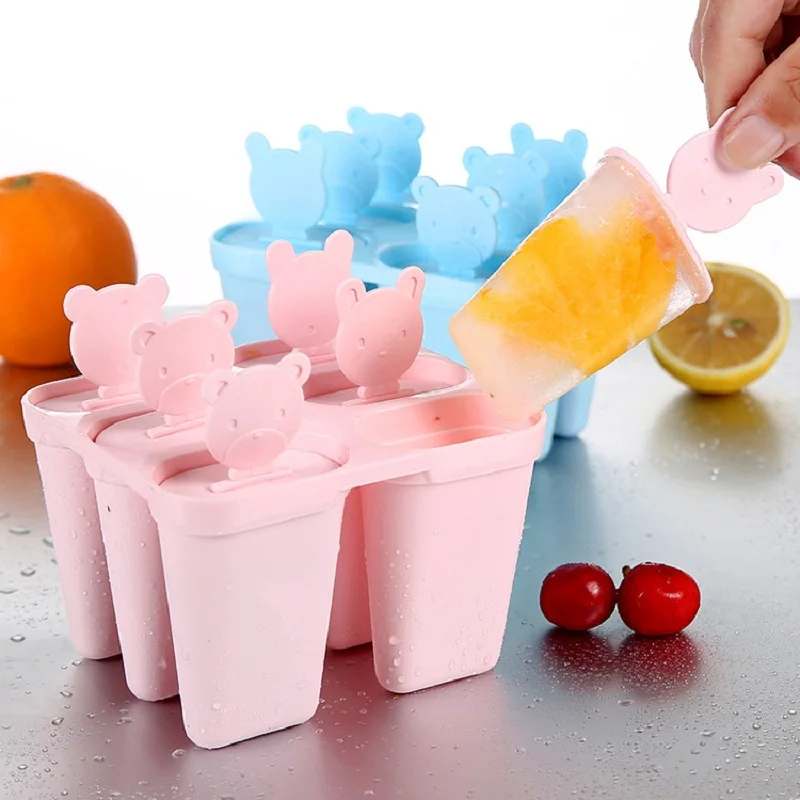 6 шт./компл. инструмент для приготовления мороженного форма для мороженого самодельный лед сливки Форма для выпекания багета медведь поднос кубика льда