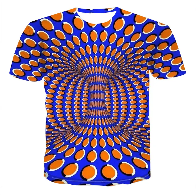 3D T-shirt Men's and Women's Printing Interest Summer Fashion Simple Vortex Hip-hop Style Short Sleeve Round Colour | Мужская