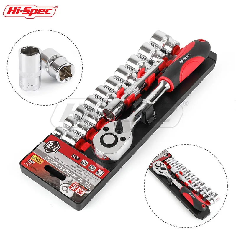 Hi-Spec 12pc 1/2 72T Socket Wrench CR-V Bike Torque Wrench Spanner Set 10-24mm Socket Set with Ratchet Wrench Auto Repair Tools Hi-Spec 12pc 1/2 72T Socket Wrench CR-V Bike Torque Wrench Spanner Set 10-24mm Socket Set with Ratchet Wrench Auto Repair Tools