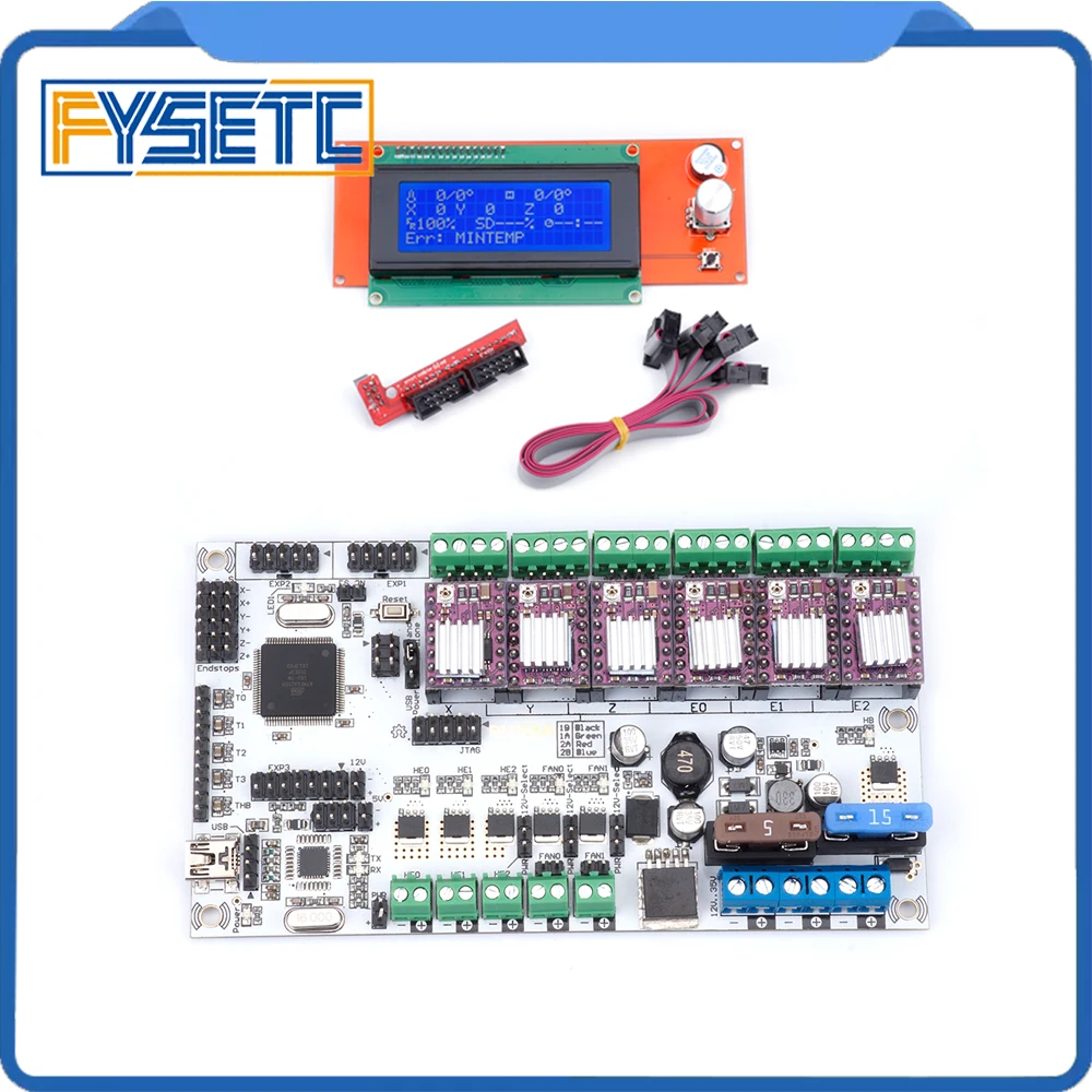 

DRV8825 Stepper Motor Driver 6pcs + 2004 LCD Display Screen + Rumba+ Board Support 3pcs Extruder Rumba Plus Motherboard