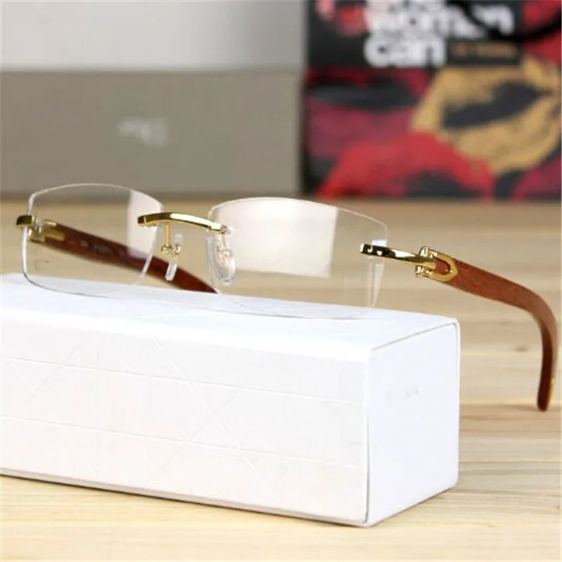 

Vazrobe Wooden Glasses Men Women Gold Eyeglasses Frames Man Rimless Brand Prescription Spectacles for Male Clear Lens Wood Leg