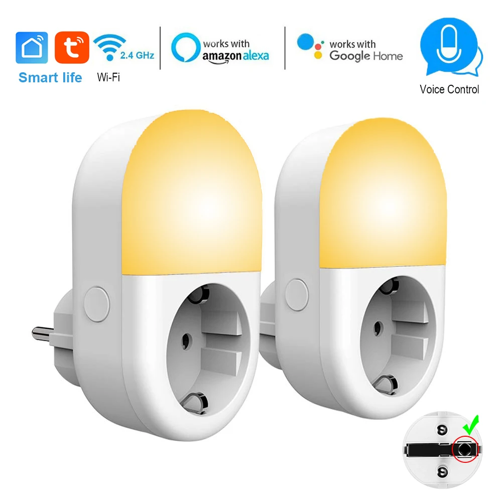 

wifi Smart Socket plug Led light 4000W 16A EU outlet remote timer switch Voice Control Works with Alexa Google IFTTT Smart life