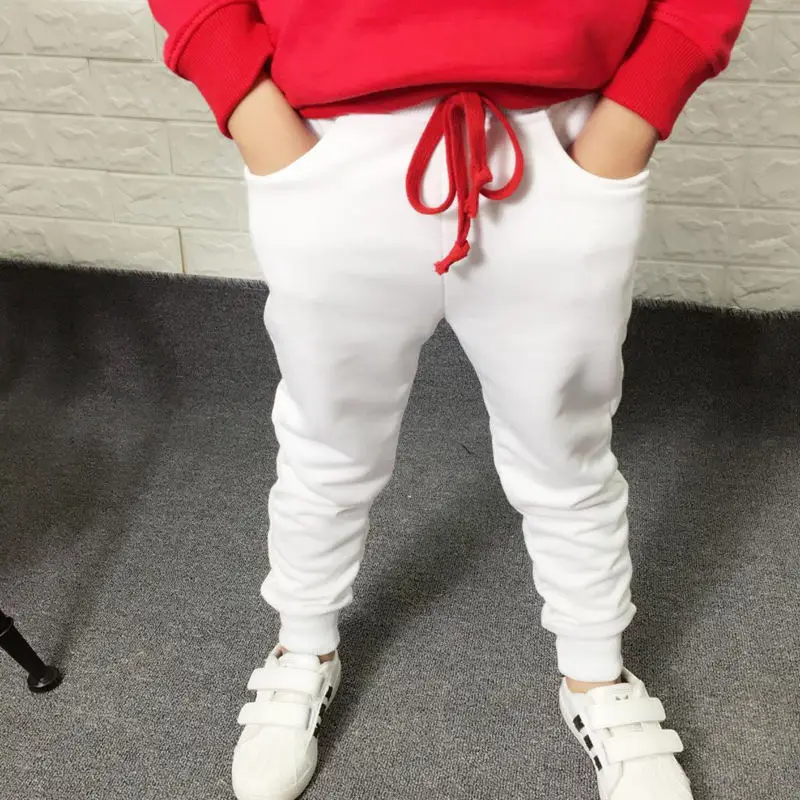 

New 2019 Kids Boys Sport Pants Children Long Trousers Cotton Spring Sweatpants For teenage Casual Solid White&Black Sweatpants