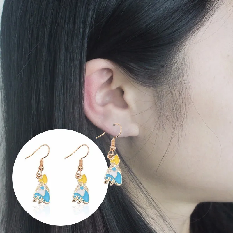 DIY серьги для женщин милые аниме девочек модные кавайные коробки Алиса в стране