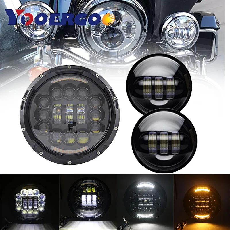 LED Headlight Motorcycle Parts 7" LED Headlight + 4.5 inch Auxiliary