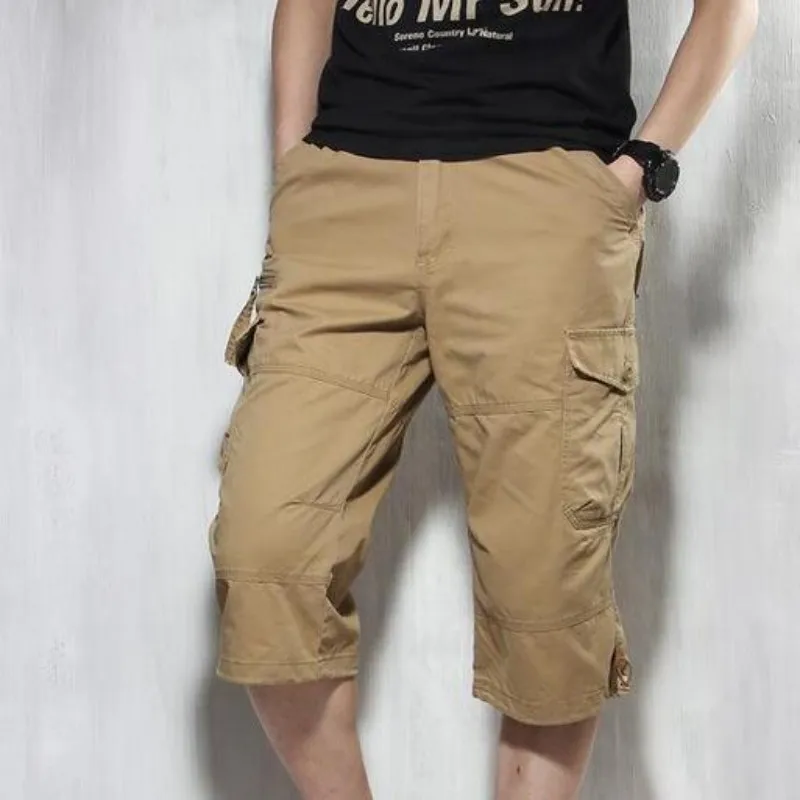 Летние новые модные новые популярные мужские хип-хоп пляжные шорты Свободные карго комбинезоны укороченные брюки шорты размера плюс армейский зеленый