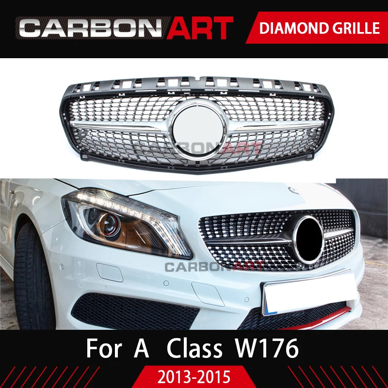 Алмазная решетка для Mercedes W176 A класс Алмазная решетка W176 ABS автомобильные аксессуары на замену 2013- A180 A260 A200