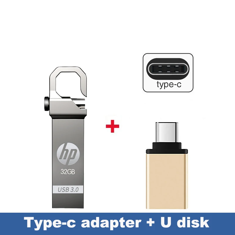 Флэш-диск HP USB 32 ГБ Пользовательский логотип Металлический Pendrive Mini X750W Cle usb 3.0 32 ГБ Флеш-накопитель Bellek Memory Stick U Диск - Цвет: X750W 32G Typ-c