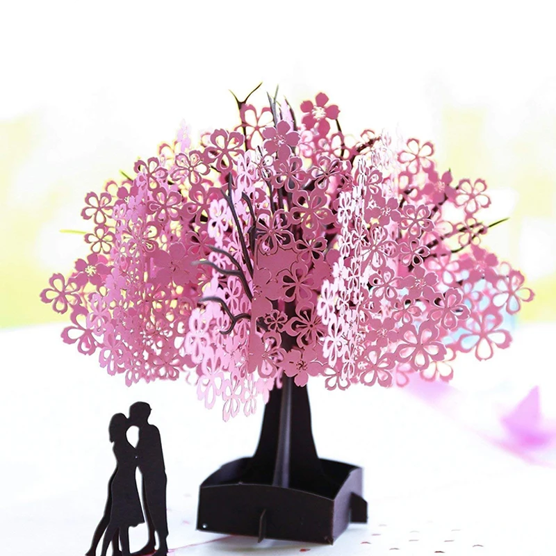 

New Arrive Universal Festival Sakura Tree Invitations Delicacy Gift Handmade Creative 3D Cards Pop UP Gift