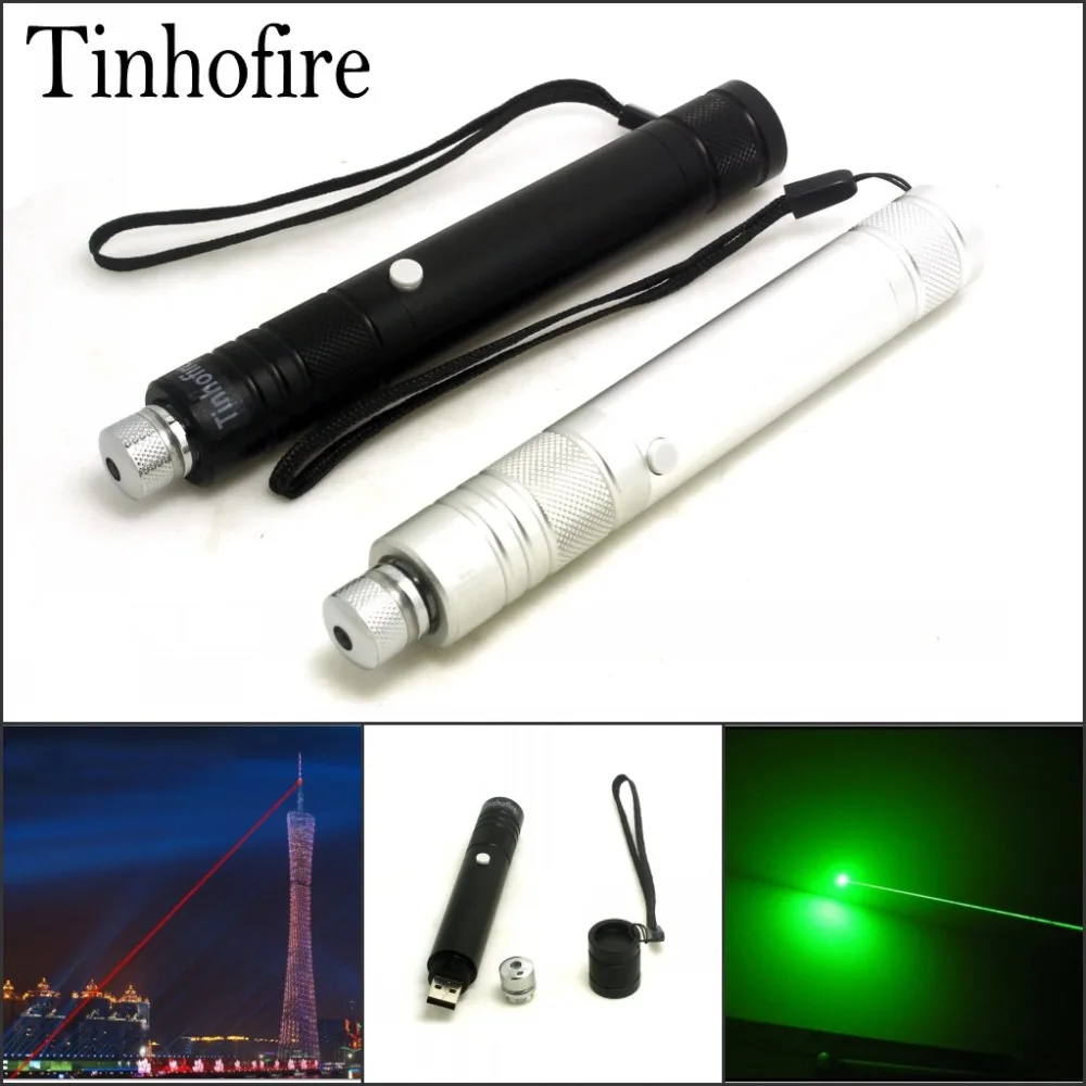 Tinhofire USB вход лазер 6000 футов 5 мВт зеленый 532 нм Красный 650 лазерная указка с