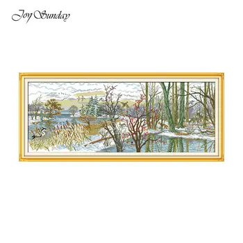 

Beautiful Lake Counted Cross Stitch 11CT 14CT Cross Stitch Landscape Patterns Cross Stitch Kits for Embroidery Wall Home Decor