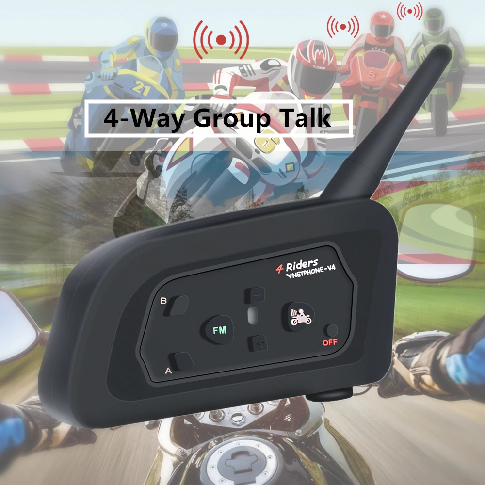 

1200 meter talking ranger motorcycle bluetooth intercom full duplex communication for 4 riders at same time