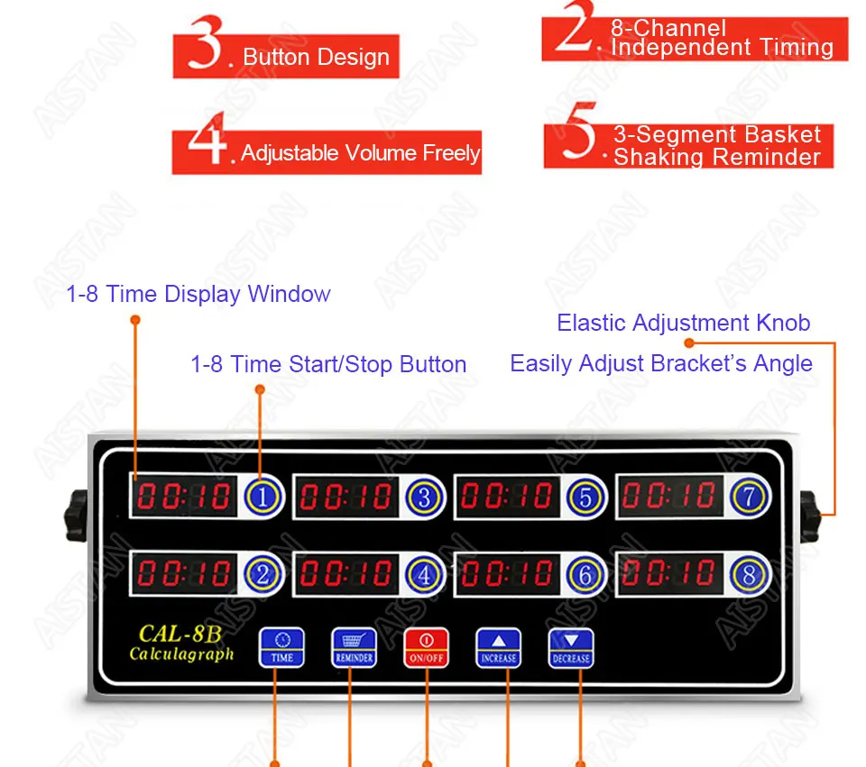 CAL8B/CAL12C портативный calculagraph 8/12 канала multi-function цифровой таймер ЖК-дисплей встряхивания напоминание