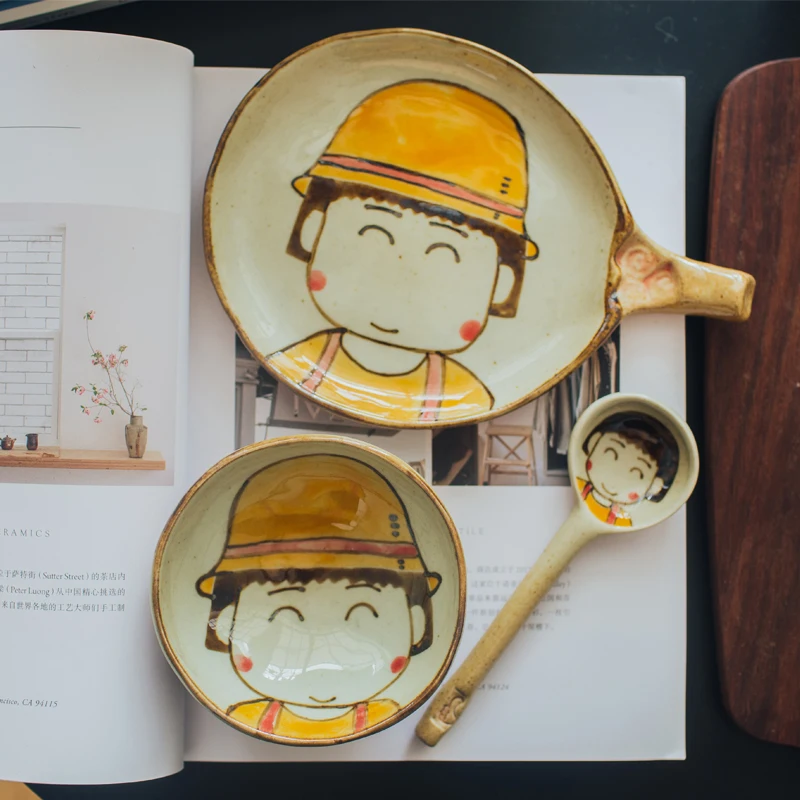 Оригинальная вишня Maruko ручная роспись Керамическая пиала для риса набор