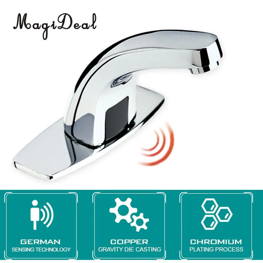 MagiDeal Alloy Automatic Infrared Sensor Sink Basin Faucet Hands Free Auto Mixer Tap Water Faucet Touch Water Tap Hands
