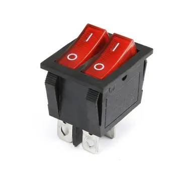 

20/50/100pcs Red button Double Boat Rocker Switch Toggle 4 Pin On-Off no light 10A/250V