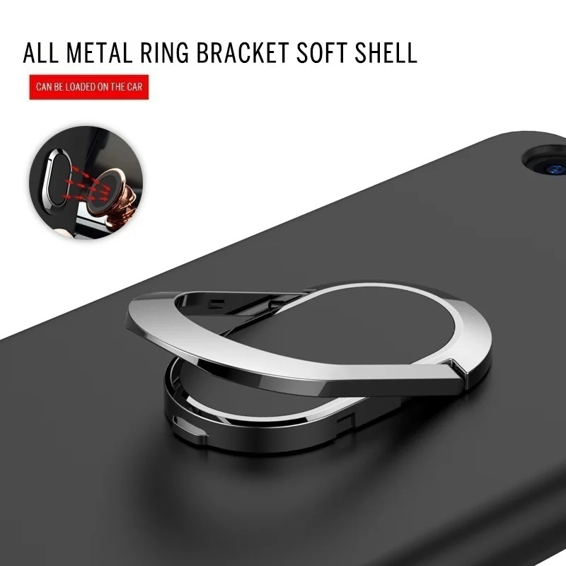 Для iPhone 8 7 6 6s Plus X чехол Роскошный Силиконовый противоударный чехол с магнитным автомобильным металлическим держателем для пальца кольцо подставка для iPhone X