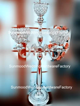

Modern design wedding luxury crystal gold or sliver iron chorme candleabra