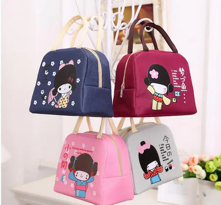 New Cute Girl Lunch Bag Large Package Thicker Thermal Insulation Bag Lunch Box Waterproof Oxford Children Food Lunch Picnic Bag