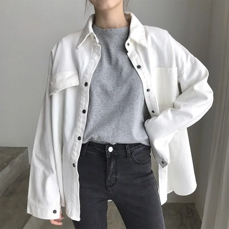 Casual-Loose-White-Denim-Jacket-Bomber-Woman-Jacket-Streetwear-Fashion ...