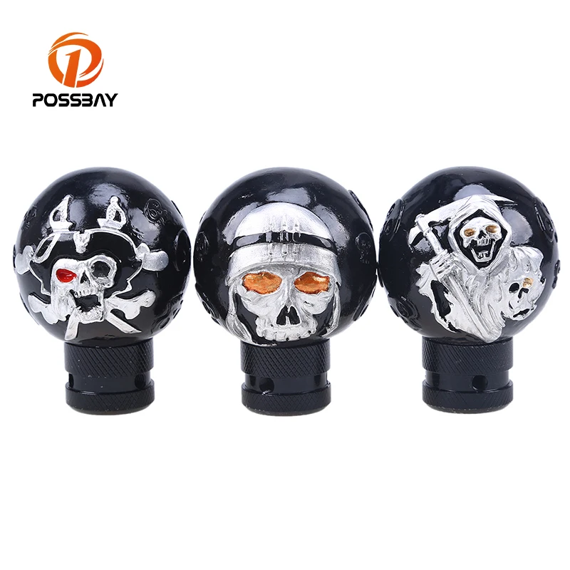 POSSBAY Black Skull Resin Gear Knob Universal Car MTGear Shift Knob Car