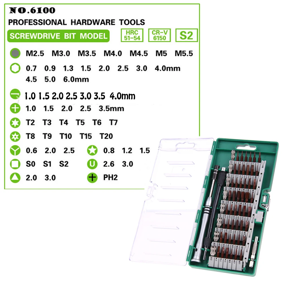 60 в 1 S2 сплав Магнитная отвертка набор Прецизионный многофункциональный драйвер ремонт электроники набор инструментов для сотового телефона планшета ПК