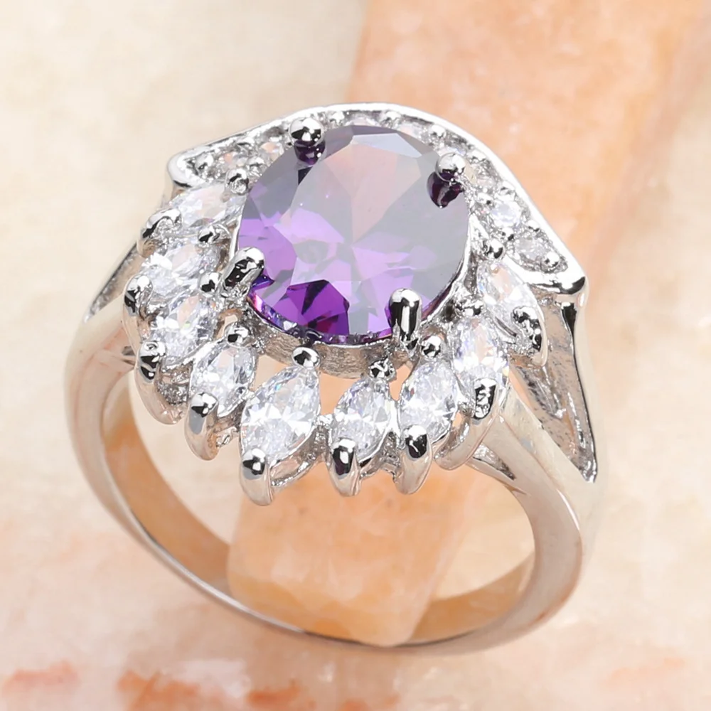 Nobiliary Purple Stone 10*10mm Semi precious Stone Silver Cool For ...