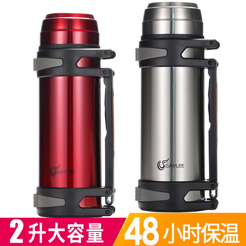

2 liters large thermos portable single hole mug male stainless steel hot water bottle soup hot water outdoor gym hospital