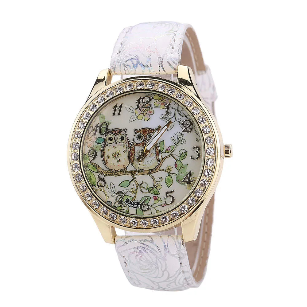 

Vogue Male And Female Watches Universal Cartoon Owl Couple Models Diamond Quartz Watch Women relogio feminino reloj mujer A70