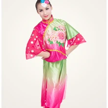 Hmong одежда пион вышивка костюм для китайского традиционного танца костюмы Квадратные Yangko Fan сценическая одежда барабанная одежда