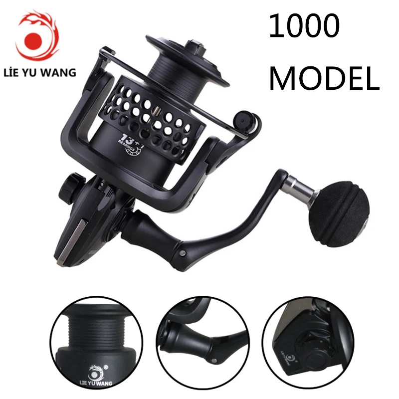 

Lieyuwang 1000-9000 Size 13+1 Ball Bearings Feeder Carp Metal Fishing Reel Spinning Reel Carp (1000)