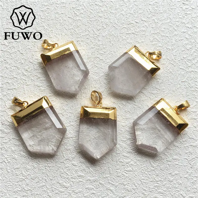Ограненный мини-кулон в форме конуса FUWO кварцевый кулон с гальваническим